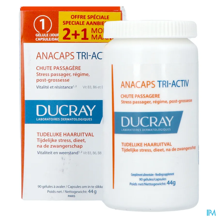 packshot van Ducray Anacaps Tri-activ 90 capsules