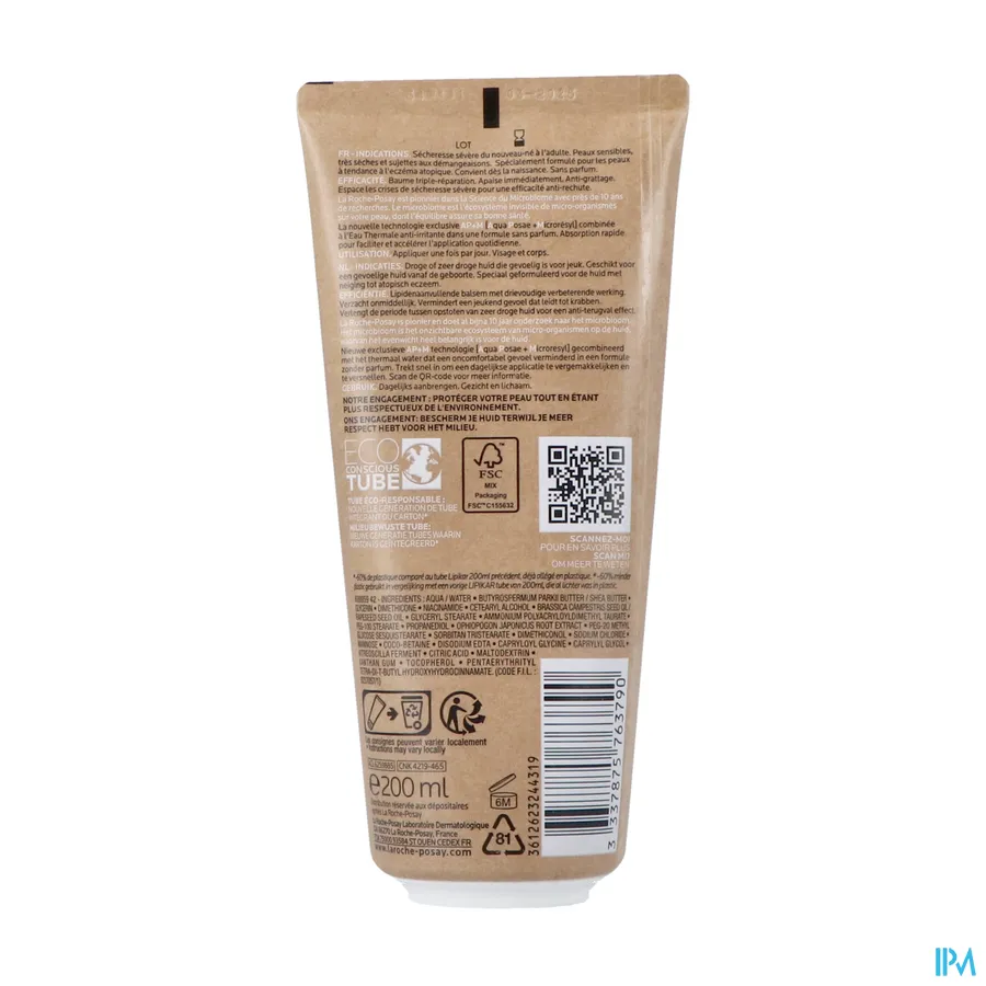 packshot van La Roche-Posay Lipikar Balsem AP+M 200 ml