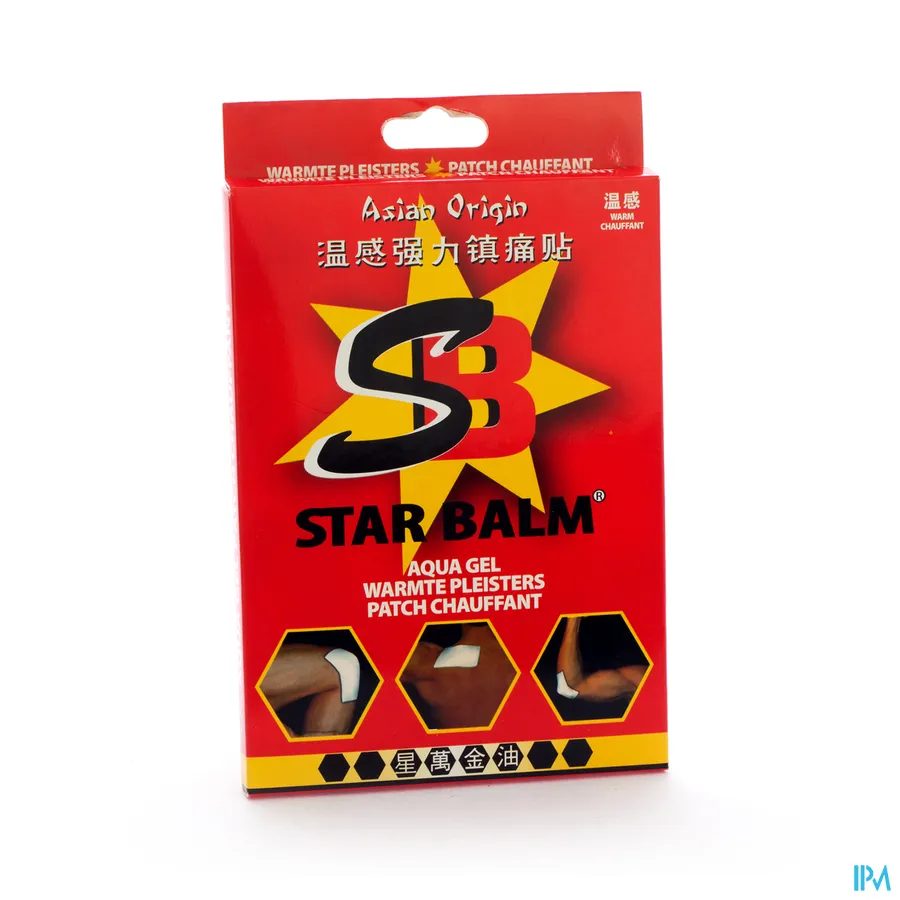 packshot van Star Balm Aqua Gel Heat Patches Verwarmende en Snel Verlichtende Warmtepleisters van 8 x 12 cm 4 Stuks