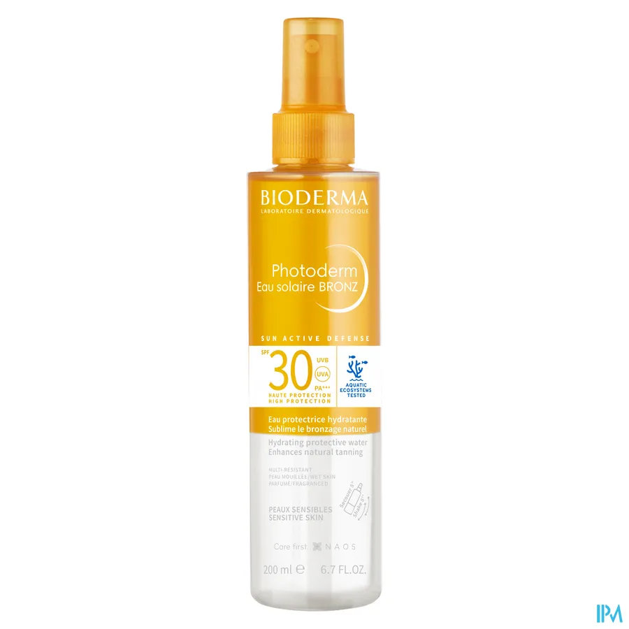 packshot van Bioderma Photoderm Eau Solaire Bronz SPF30 200 ml