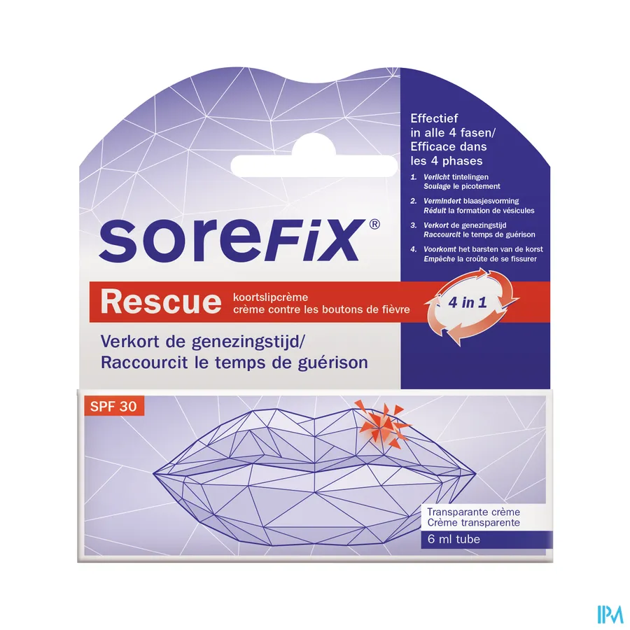packshot van Sorefix Rescue Oplossing Koortsblaasjes Tube 6ml
