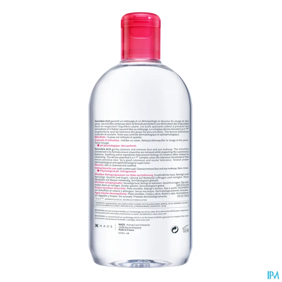 packshot van Bioderma Sensibio H2O Micellaire Oplossing 500 ml