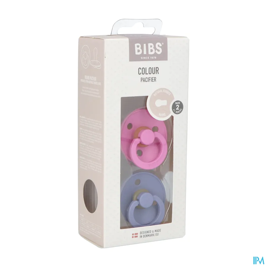 packshot van Bibs 2 Fopspeen Duo Bubblegum/peri