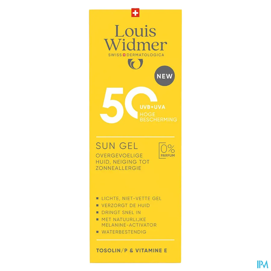 packshot van Louis Widmer Sun Gel SPF 50 100 ml - met parfum