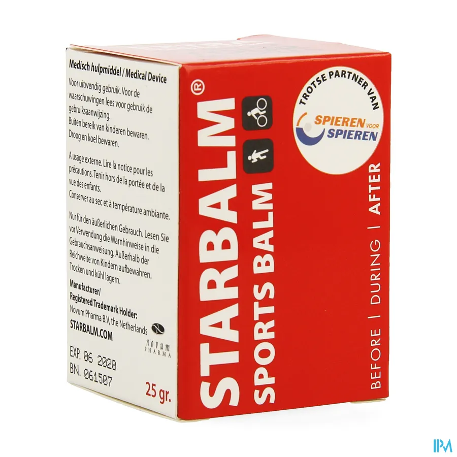 packshot van Star Balm Extra Strong Sportbalsem voor Soepele Gewrichten en Spieren -Rood- 25 g