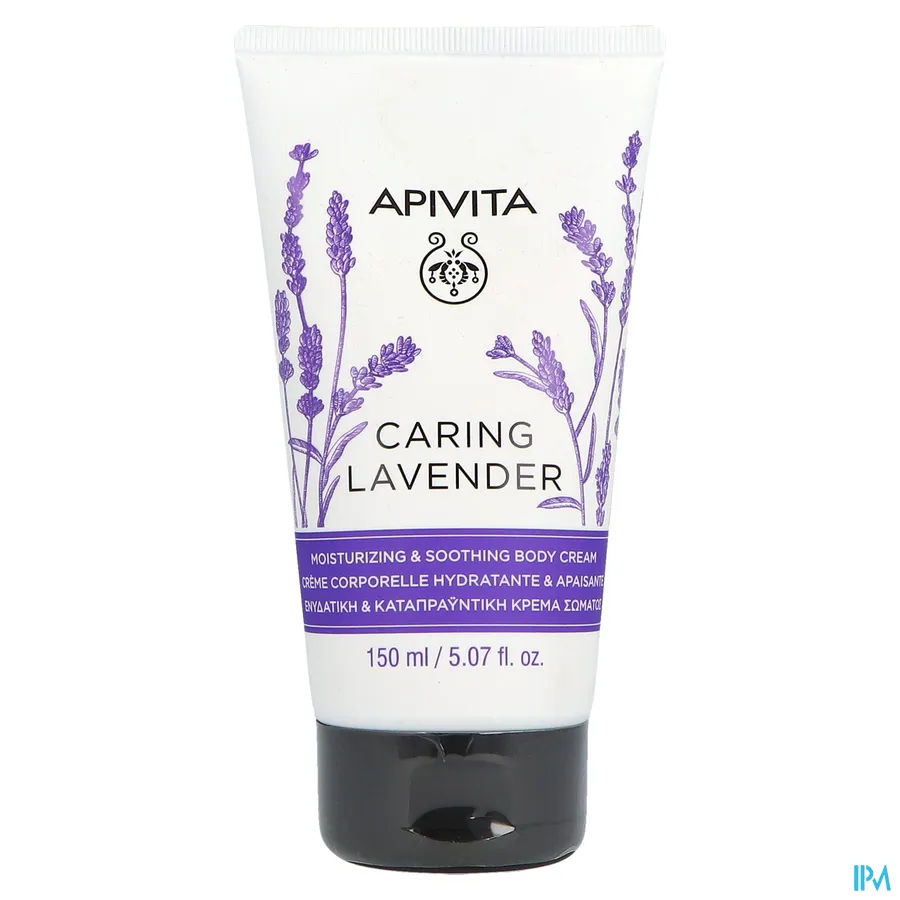 packshot van Apivita Caring Lavender Hydraterende en Kalmerende  Lichaamscrème Tube 150 ml