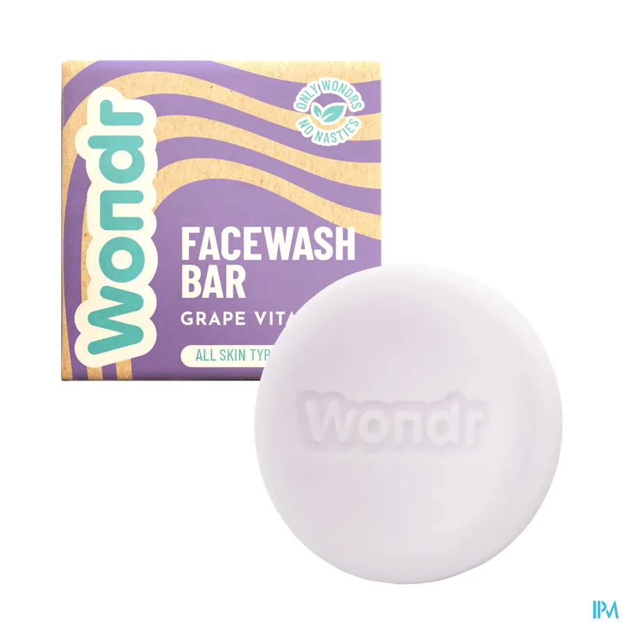 productshot van WONDR Facewash Bar Grape Vitality 82 g