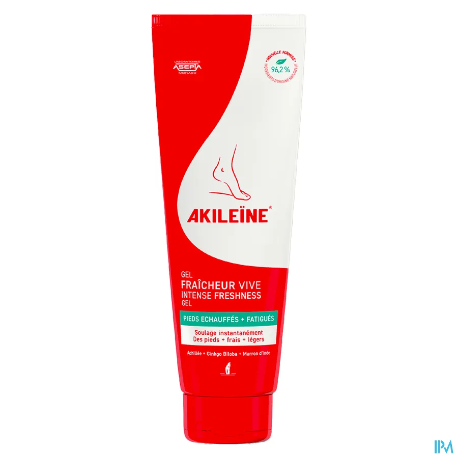 packshot van Akileïne Rood -Ijsgel voor Onmiddellijk Effect voor Verhitte en Vermoeide Voeten- Tube 125 ml