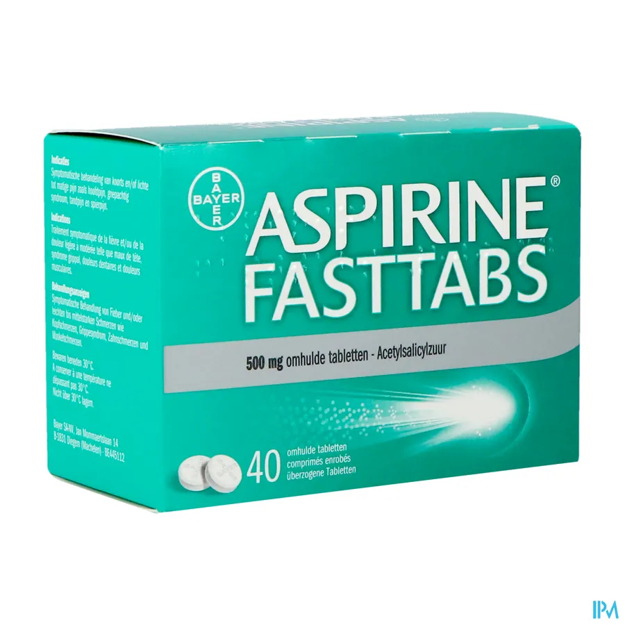 packshot van Aspirine Fasttabs 500 mg 40 tabl