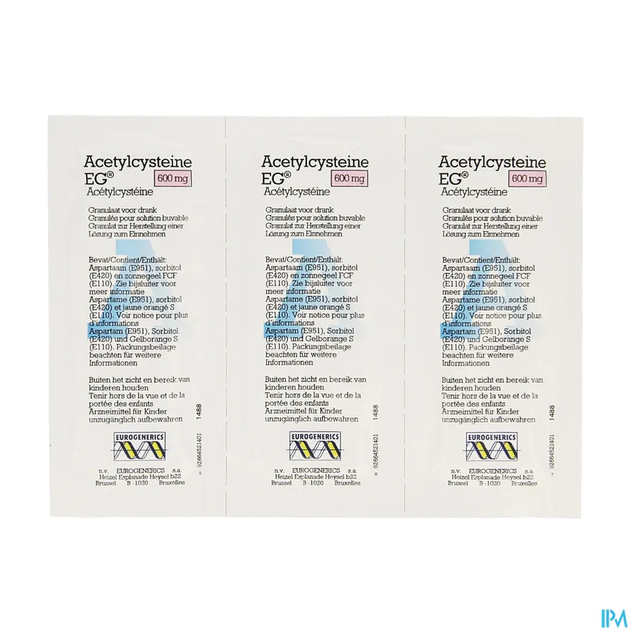 productshot van Acetylcysteïne EG 600 mg 30 Zakjes