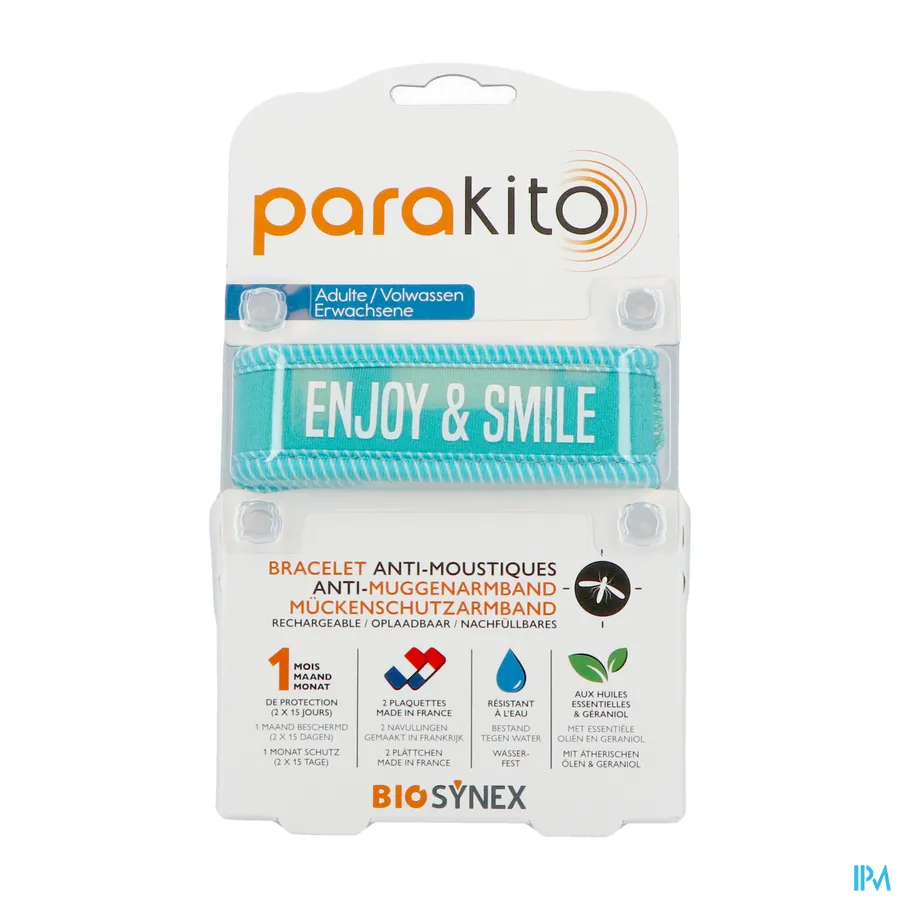 packshot van Parakito Armband Volwassen Enjoy & smile Blauw