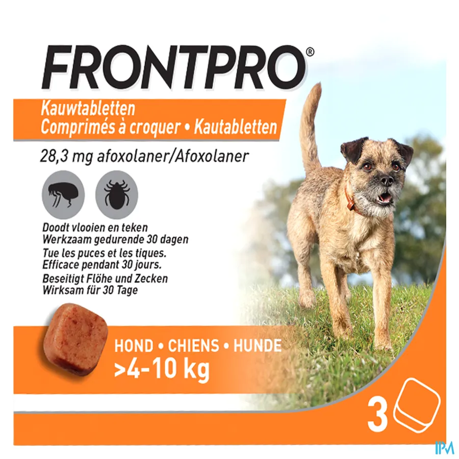 packshot van Frontpro Kauwtabletten 28 mg Hond >4-10 kg 3 kauwtabletten