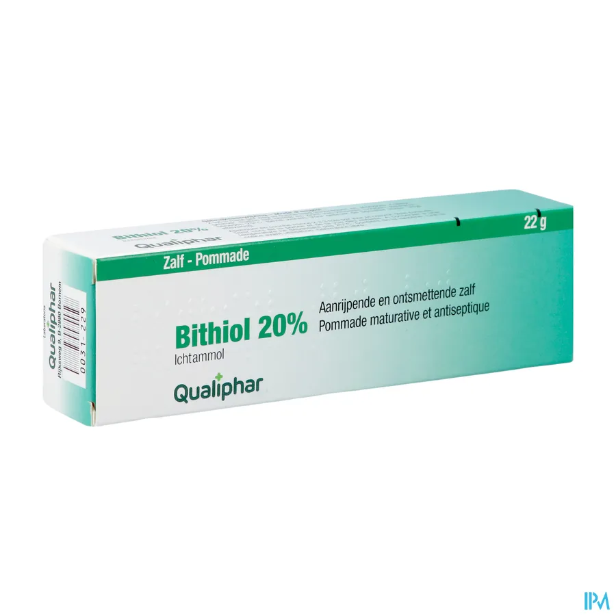 packshot van Bithiol met 20% Ichtammol Aanrijpende en Ontsmettende Zalf 22 g