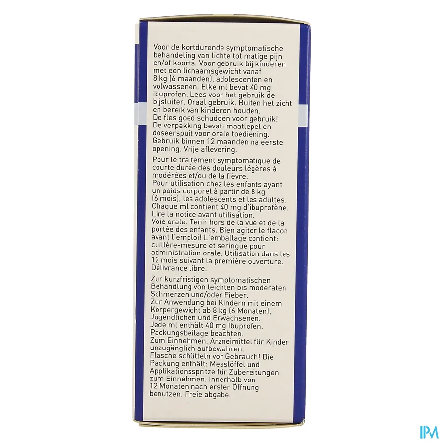 packshot van Ibuprofen EG Orale Suspensie 100 ml
