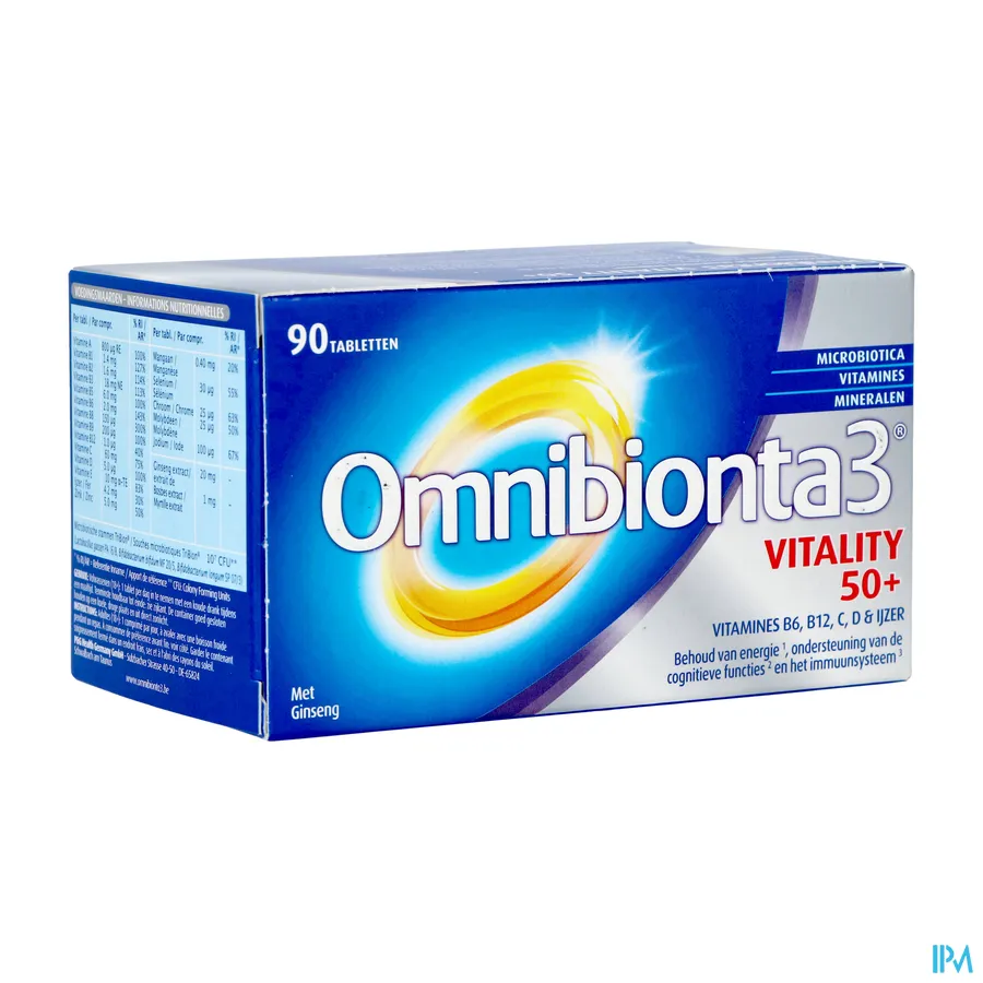 packshot van Omnibionta 3 50+ Vitamines en Mineralen + Ginseng en Luteïne 90 Tabletten