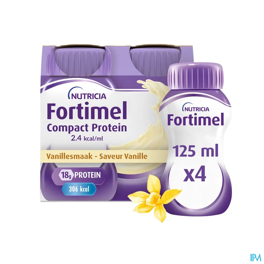 packshot van Fortimel Compact Protein 2.4kcal Vanilla 4x125ml