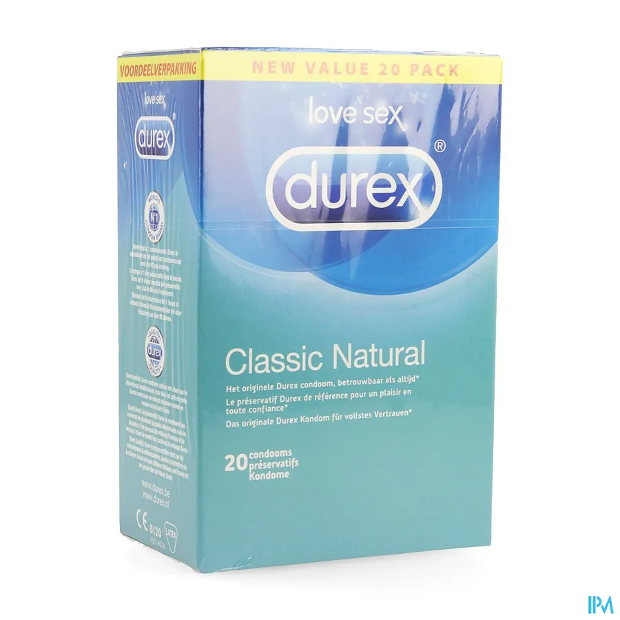 packshot van Durex Originals Classic Natural Maxi Pack 20 Condooms