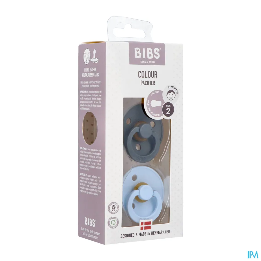 packshot van Bibs Fopspeen Duo Iron/Baby Blue 6-18 2 stuks