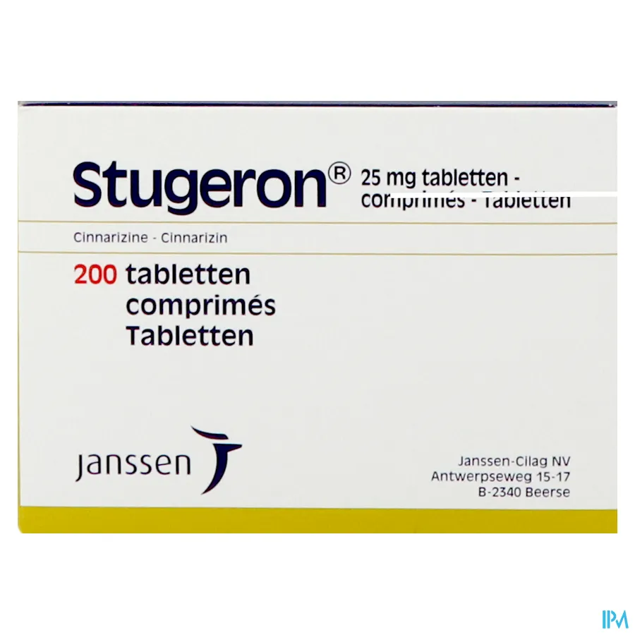 packshot van Stugeron 25 mg 200 tabletten