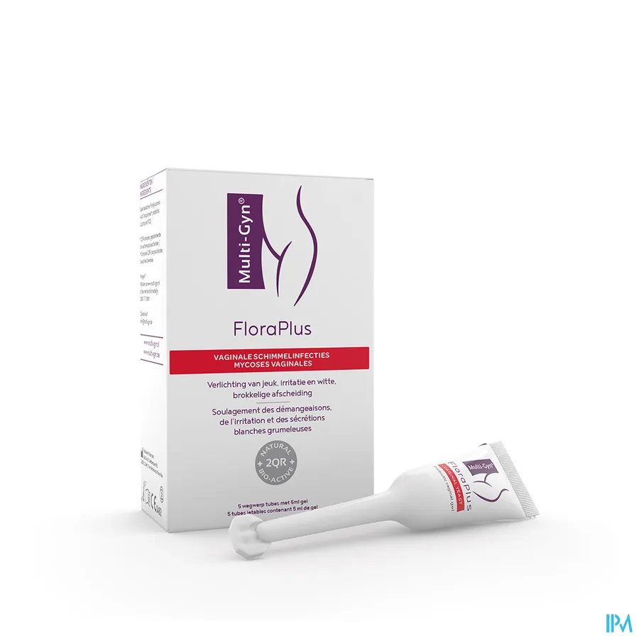 packshot van Multi-Gyn FloraPlus bij Vaginale Schimmelinfecties en Jeuk Gel 5 x 5 ml