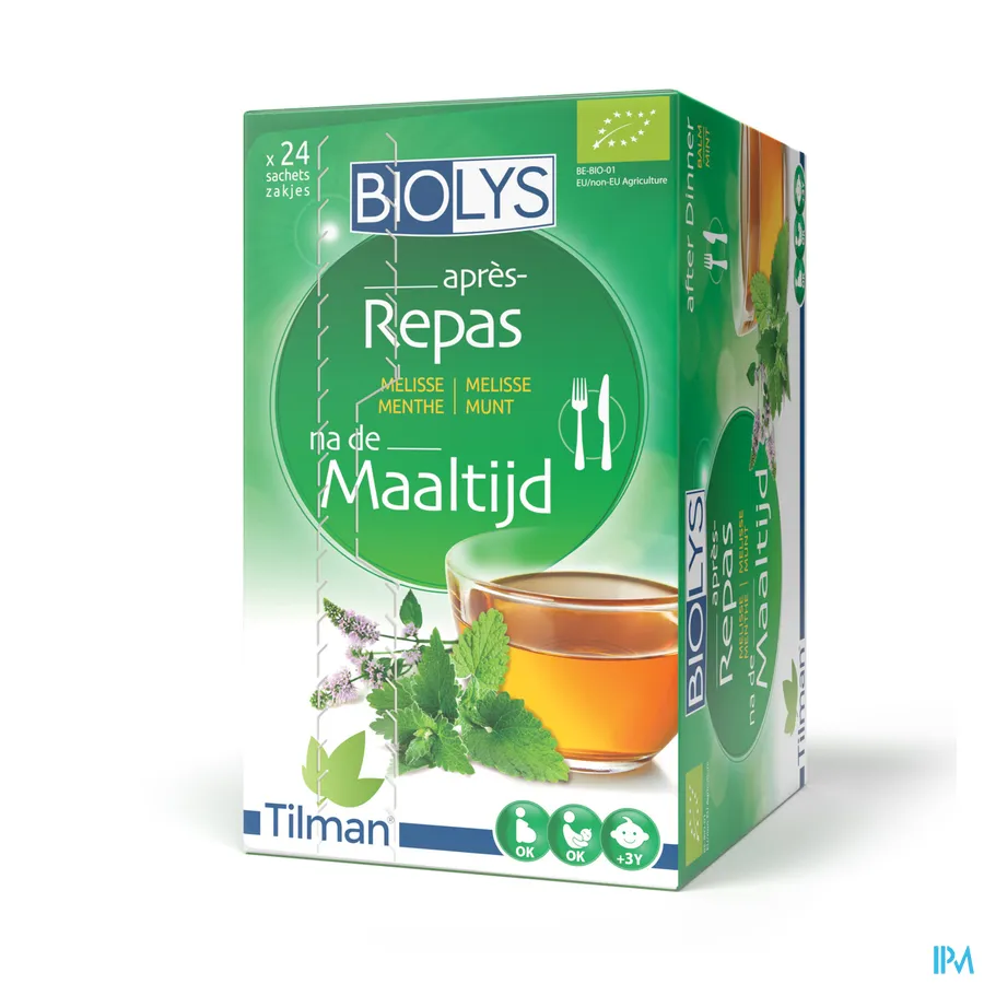packshot van Tilman Biolys Maaltijd Melisse-Munt 24 zakjes