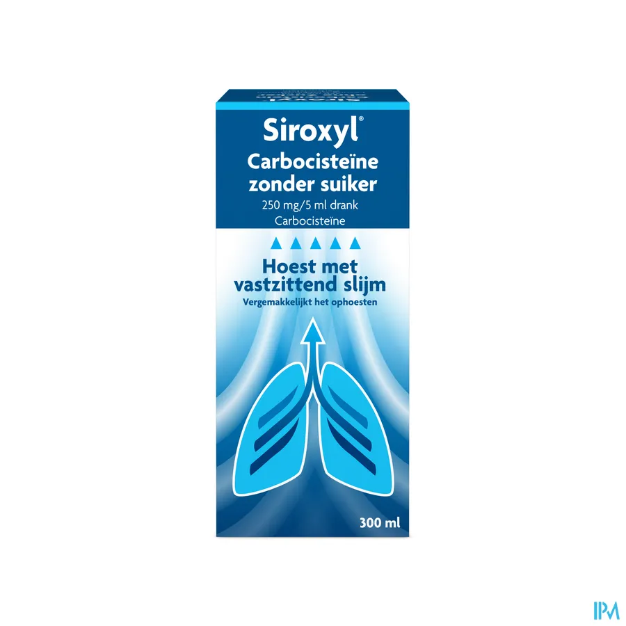 packshot van Siroxyl® Carbocisteïne zonder suiker 250 mg/5 ml drank