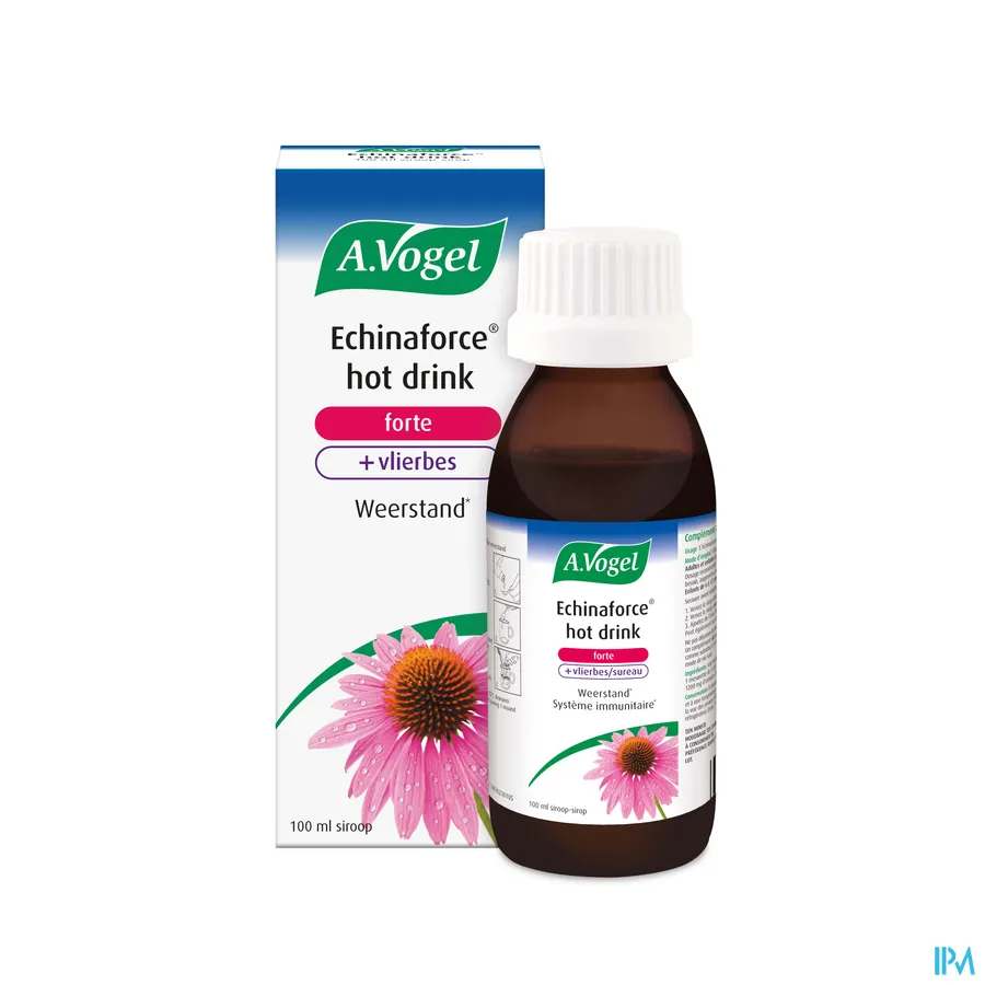 productshot van A. Vogel Echinaforce Hot Drink om Snel Beter te Worden met Vlierbes 100 ml Oplossiroop