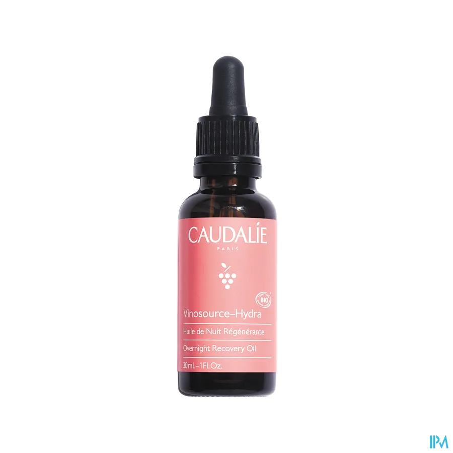 packshot van Caudalie Vinosource-Hydra Herstellende Nachtolie Druppelflacon 30 ml