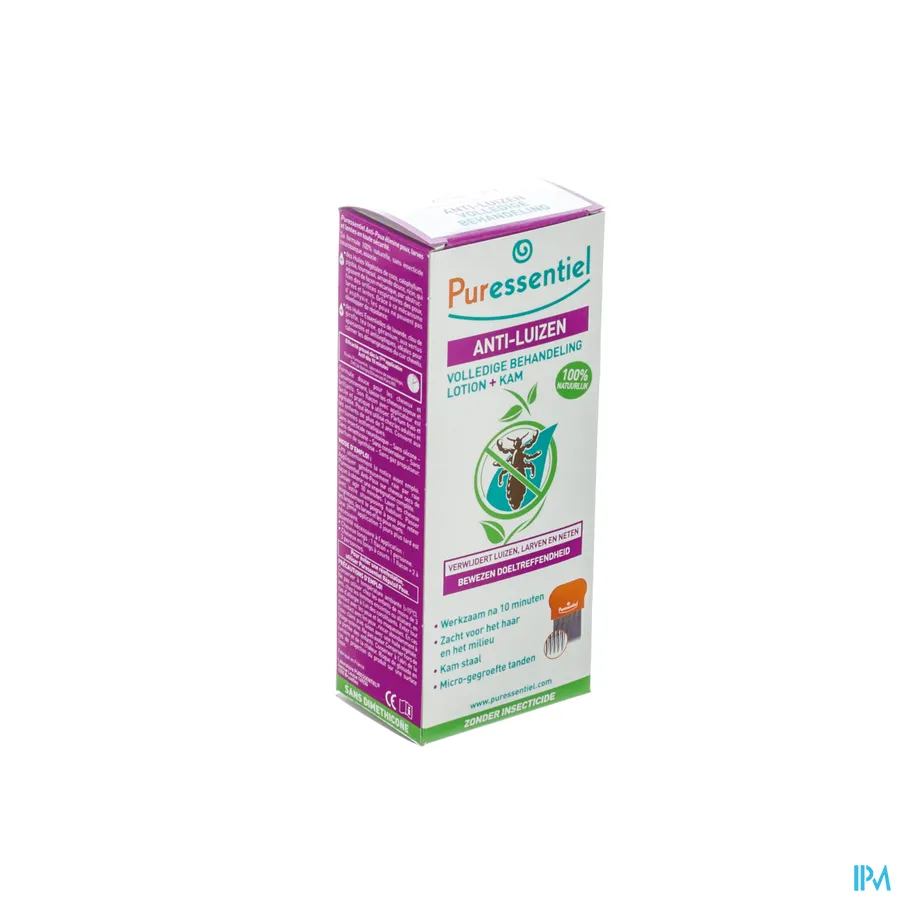 packshot van Puressentiel Anti-Luizen Lotion met Luizenkam 100 ml + 1 stuk
