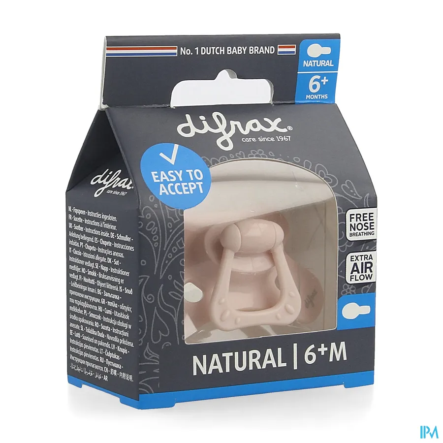 packshot van Difrax Fopspeen Natural 6m+ Uni/pure Assortiment