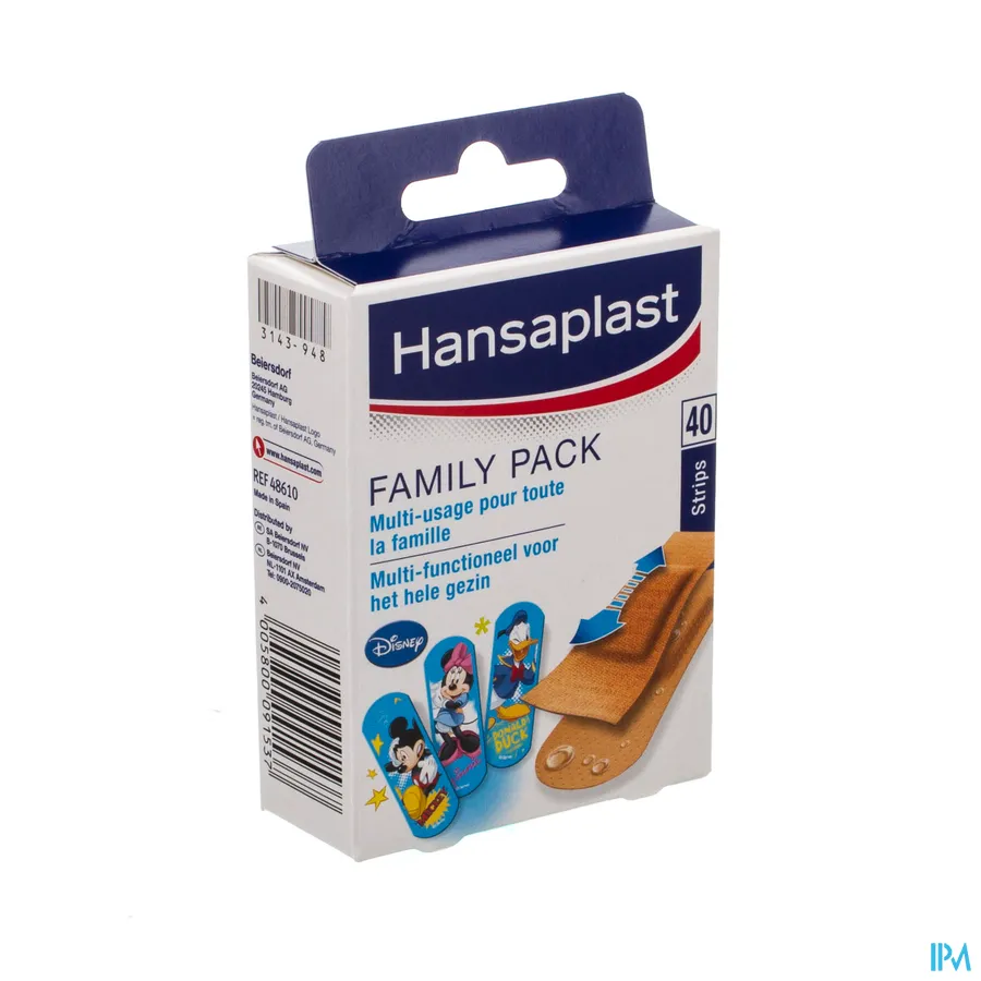 packshot van Hansaplast Pleister Family Pack Multi-Functioneel voor het Hele Gezin 40 Strips
