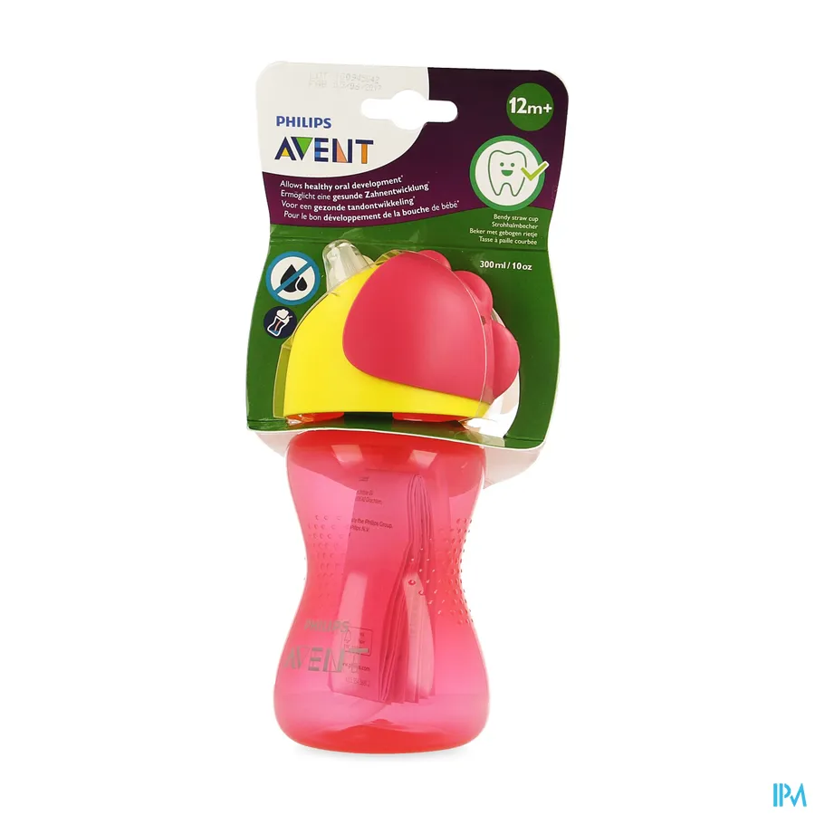packshot van Avent Drinkbeker met Gebogen Rietje voor Meisjes vanaf 12 Maanden in Roze 300 ml