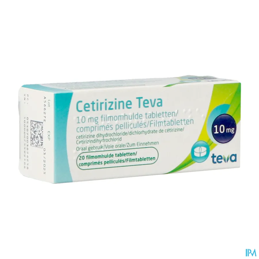 packshot van Cetirizine 10 mg 20 tabletten
