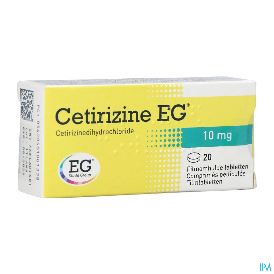 packshot van Cetirizine EG 10 mg 20 Tabletten