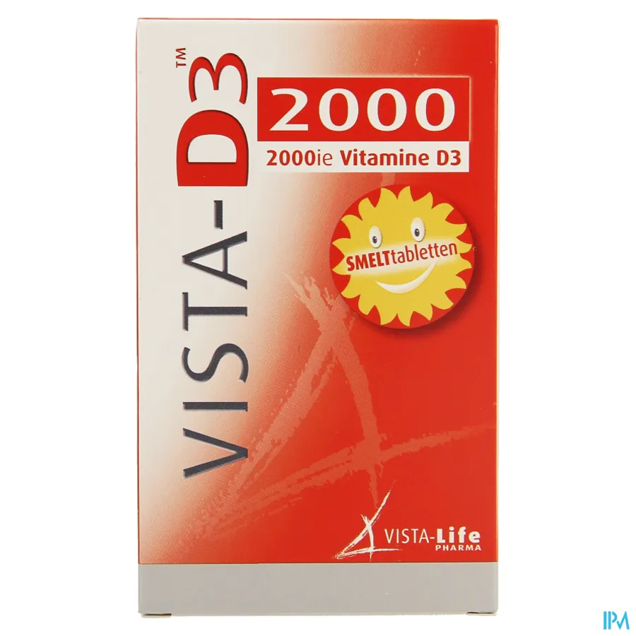 packshot van Vista-D3 2000 IE Vitamine D3 60 Smelttabletten