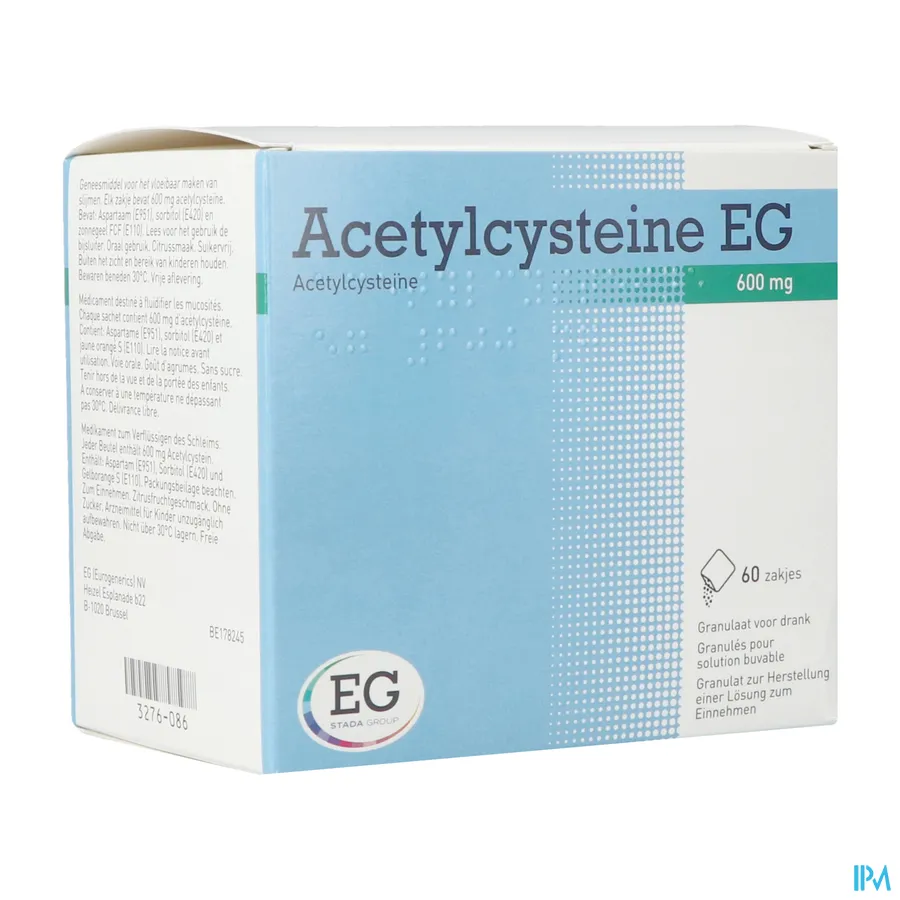 packshot van Acetylcysteïne EG 600 mg 60 Zakjes