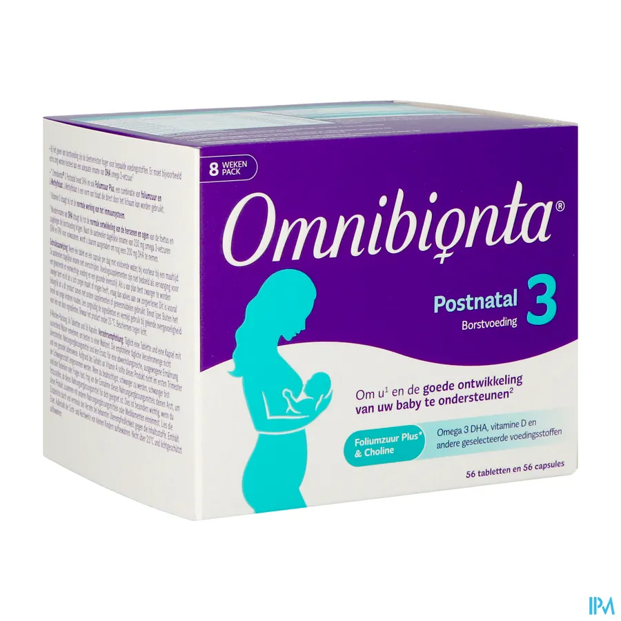 packshot van Omnibionta Postnatal 3 Borstvoeding 8 weken 56 tabletten + 56 capsules
