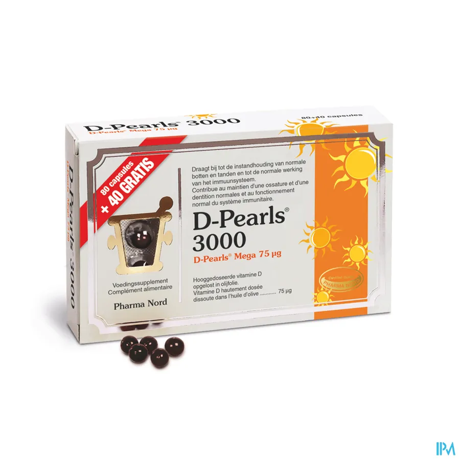 productshot van D-pearls 3000 Caps 80 + Caps 40 Promo Pack