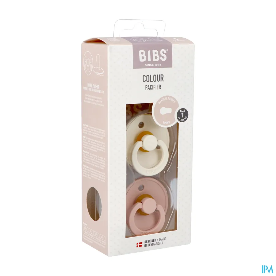 packshot van Bibs 1 Fopspeen Duo Ivory&blush