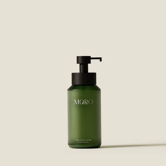 Moro Hand & Body Lotion Starterkit | Lemongrass & Vetiver | Olive green bottle pre-filled 250ml
