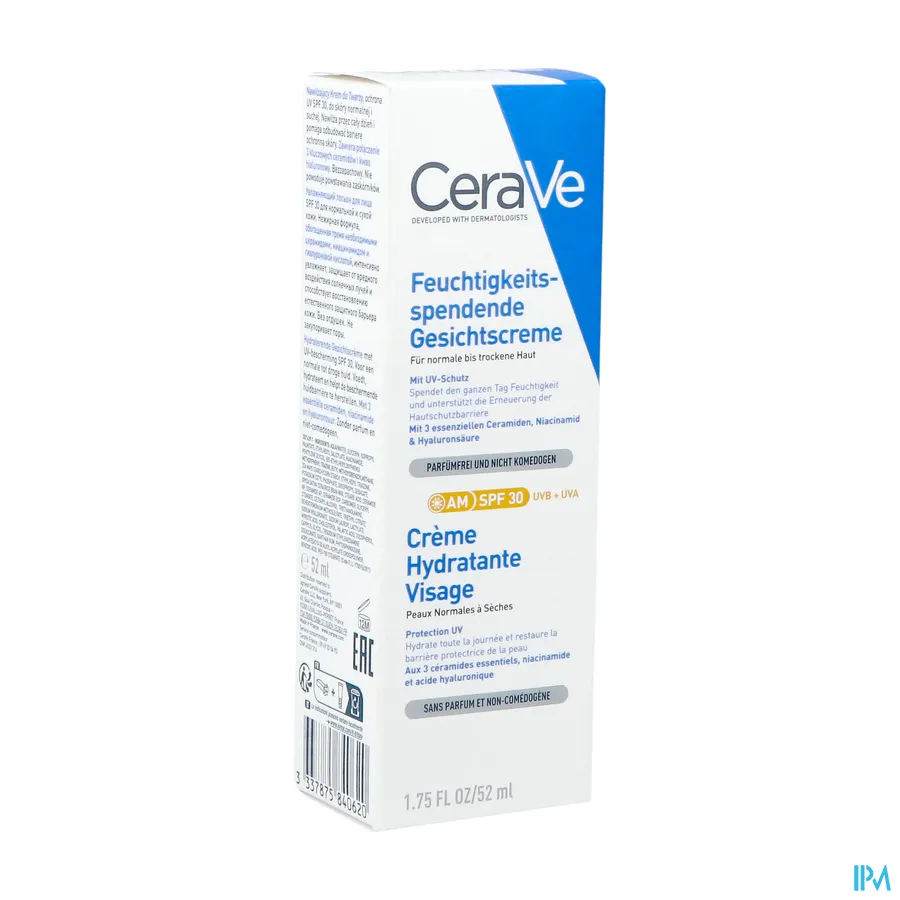 packshot van CeraVe Hydraterende Gezichtscrème SPF30
