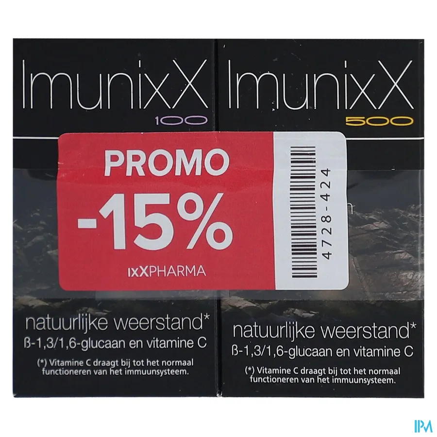 packshot van Imunixx 500 + 100 promoverpakking 5 + 30 tabletten