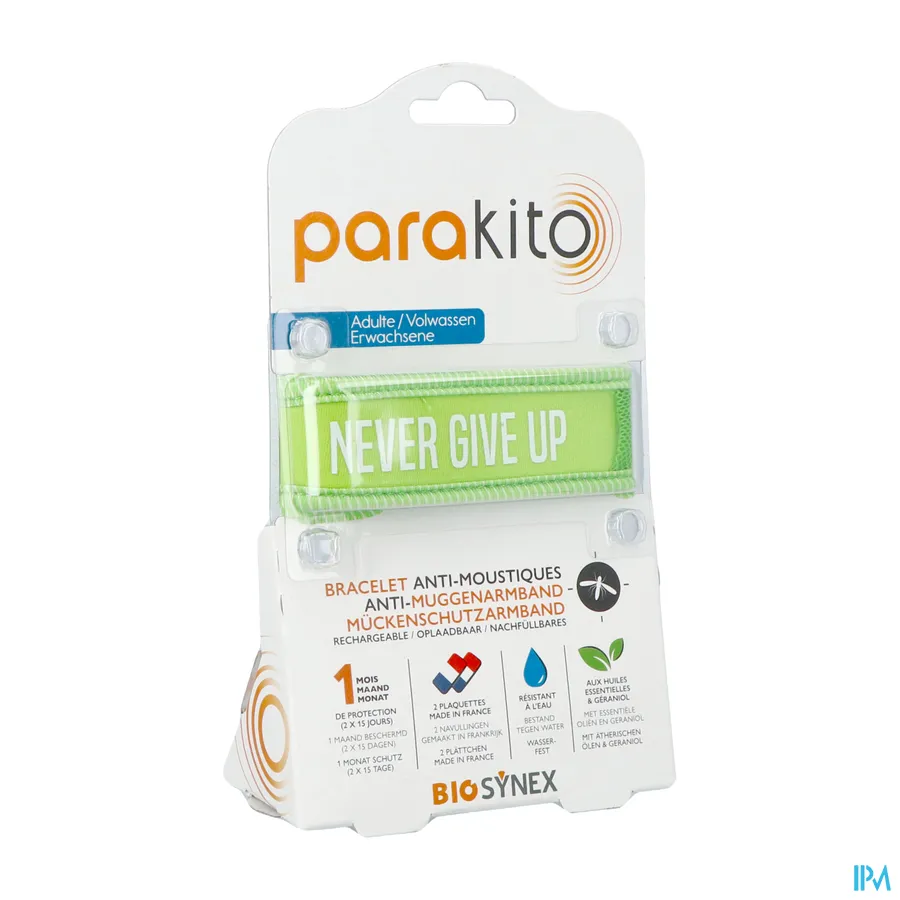 packshot van Para'kito Armband Volwassen Never Give Up Groen
