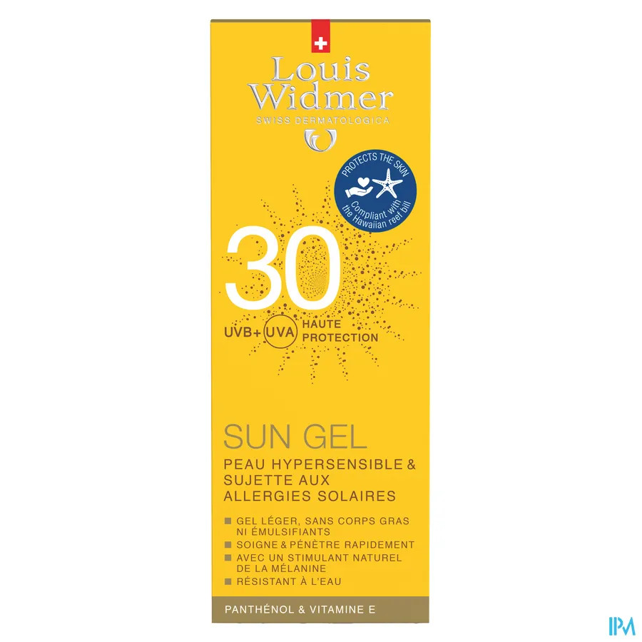 packshot van Widmer Sun Gel SPF30 Parf Tube 100 ml