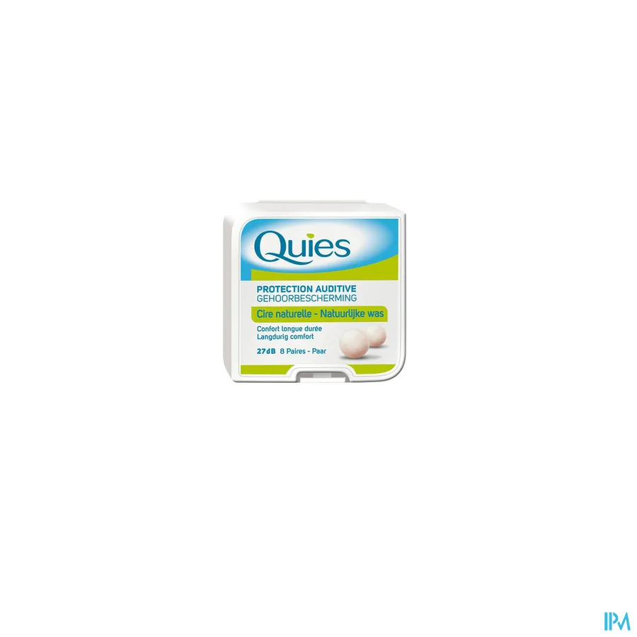 packshot van Quies Gehoorbescherming uit Natuurlijke Was 27 dB 8 Paar