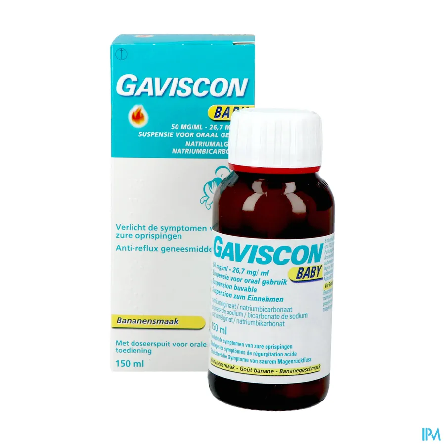 productshot van Gaviscon Baby Anti-Reflux Geneesmiddel voor Verlichting van Symptomen van Zure Oprispingen 150 ml