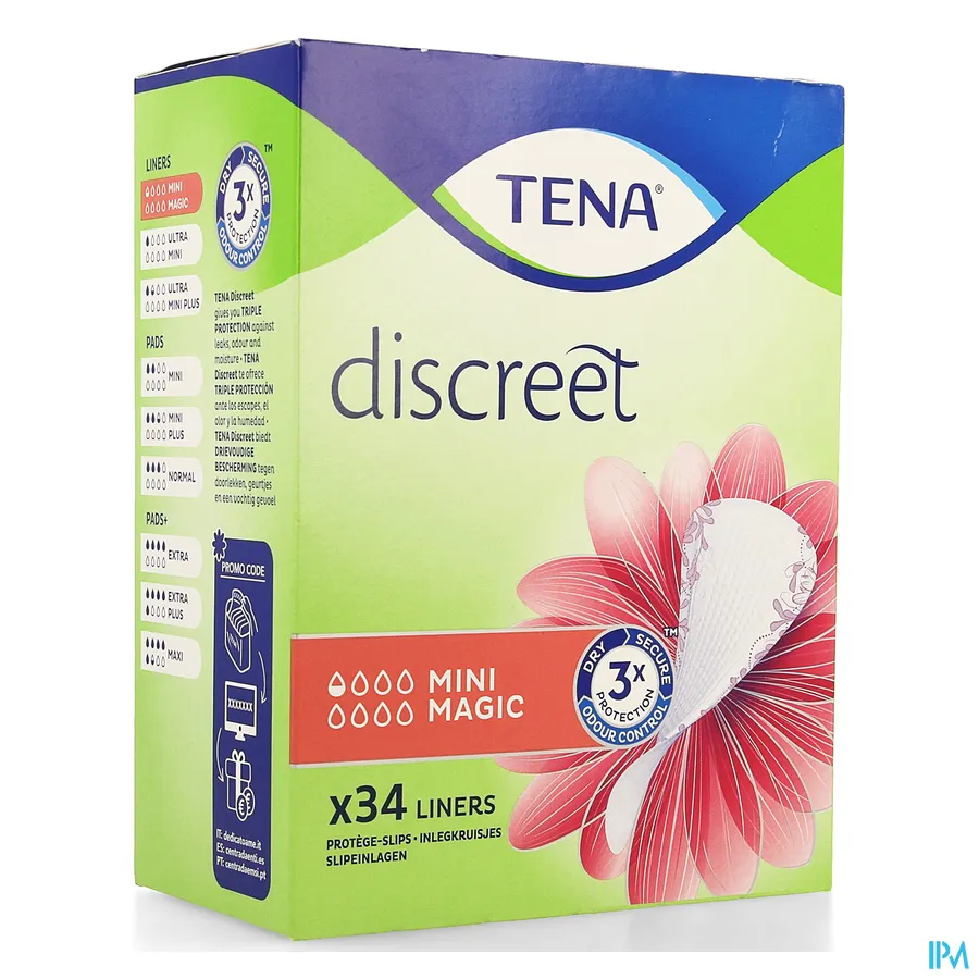 packshot van TENA Discreet Mini Magic 34 stuks