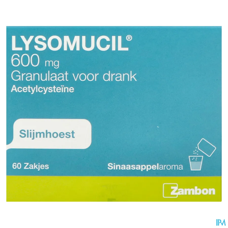 packshot van Lysomucil 600mg 60 zakjes