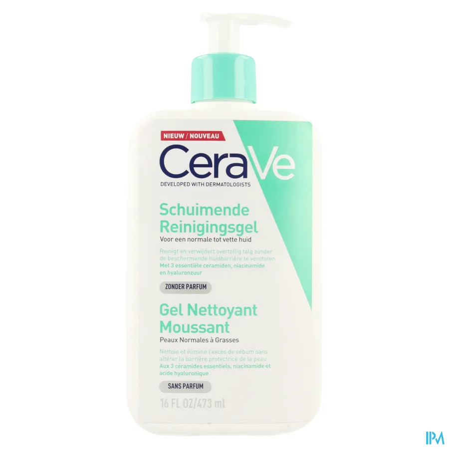 packshot van CeraVe Schuimende Reinigingsgel voor Vette Huid Pompflacon 473 ml