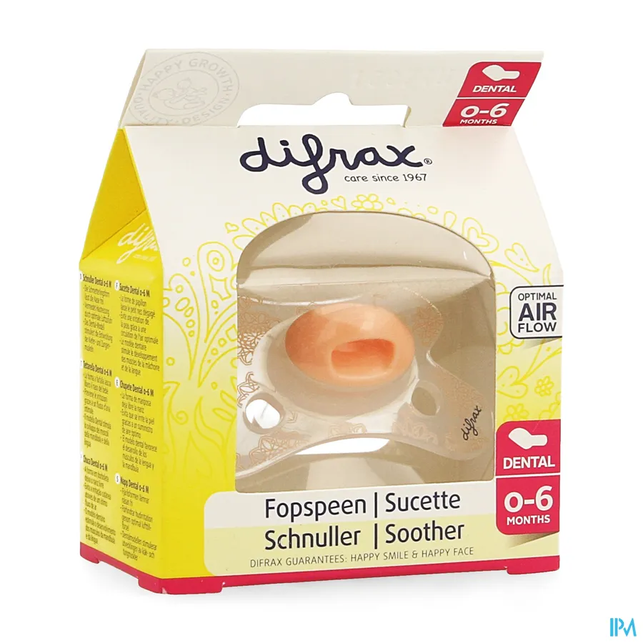 packshot van Difrax Fopspeen Sil Mini-Dental Girl 0-6m